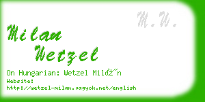 milan wetzel business card